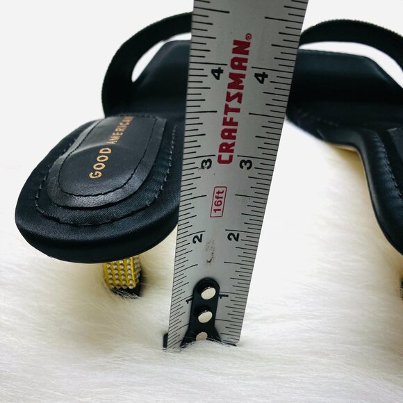 Good American Kickstand Slide Sandal Mules Black Diamond Kitty Heels Elegant - Picture 7 of 7